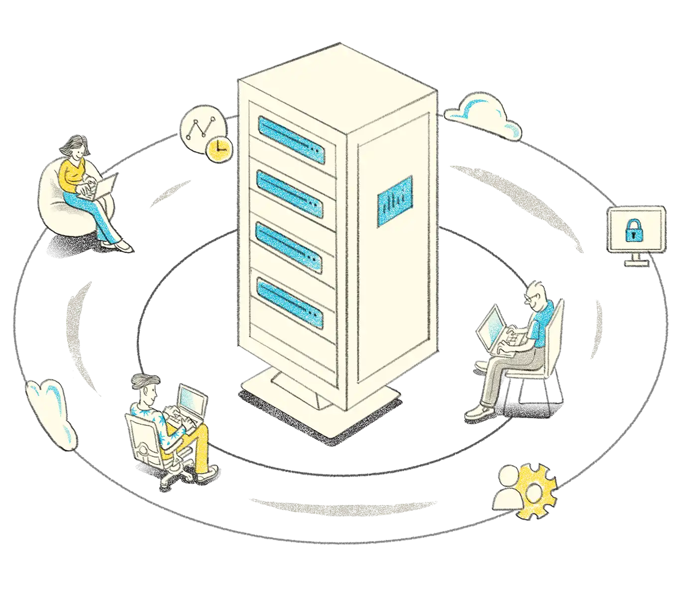 TallyPrime Server illustration showing centralized multi-user architecture for enterprise businesses